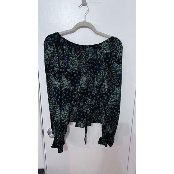 Top Shop Green black flowing bolero tie blouse size 6 new with tags - Picture 7 of 12